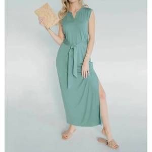 NEW SAVRA√â charlotte belted maxi dress in green